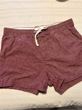 Old Navy Men's Maroon Cotton/Linen/Spandex Blend Drawstring Shorts